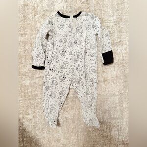 Wonder Nation Black and White Sheep Print Kids Footie size 6-9M